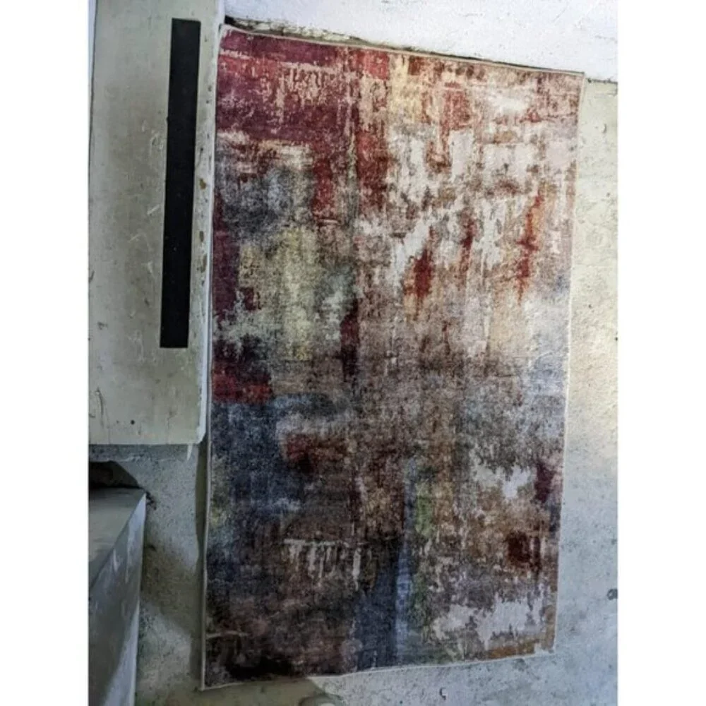 New 3x5 Modern Abstract Rug, Washable Non-Slip Faux Wool Carpet for Home & Entry